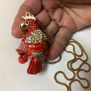 Red Crystal Parrot Necklace
